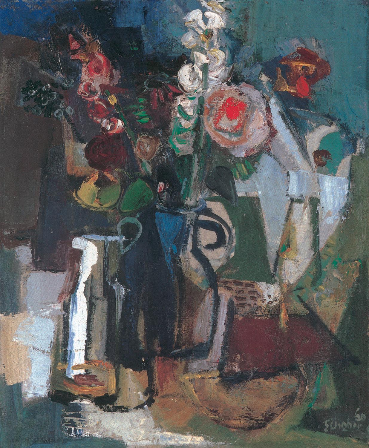 Peter Jakob Schober . Krüge mit Blumen