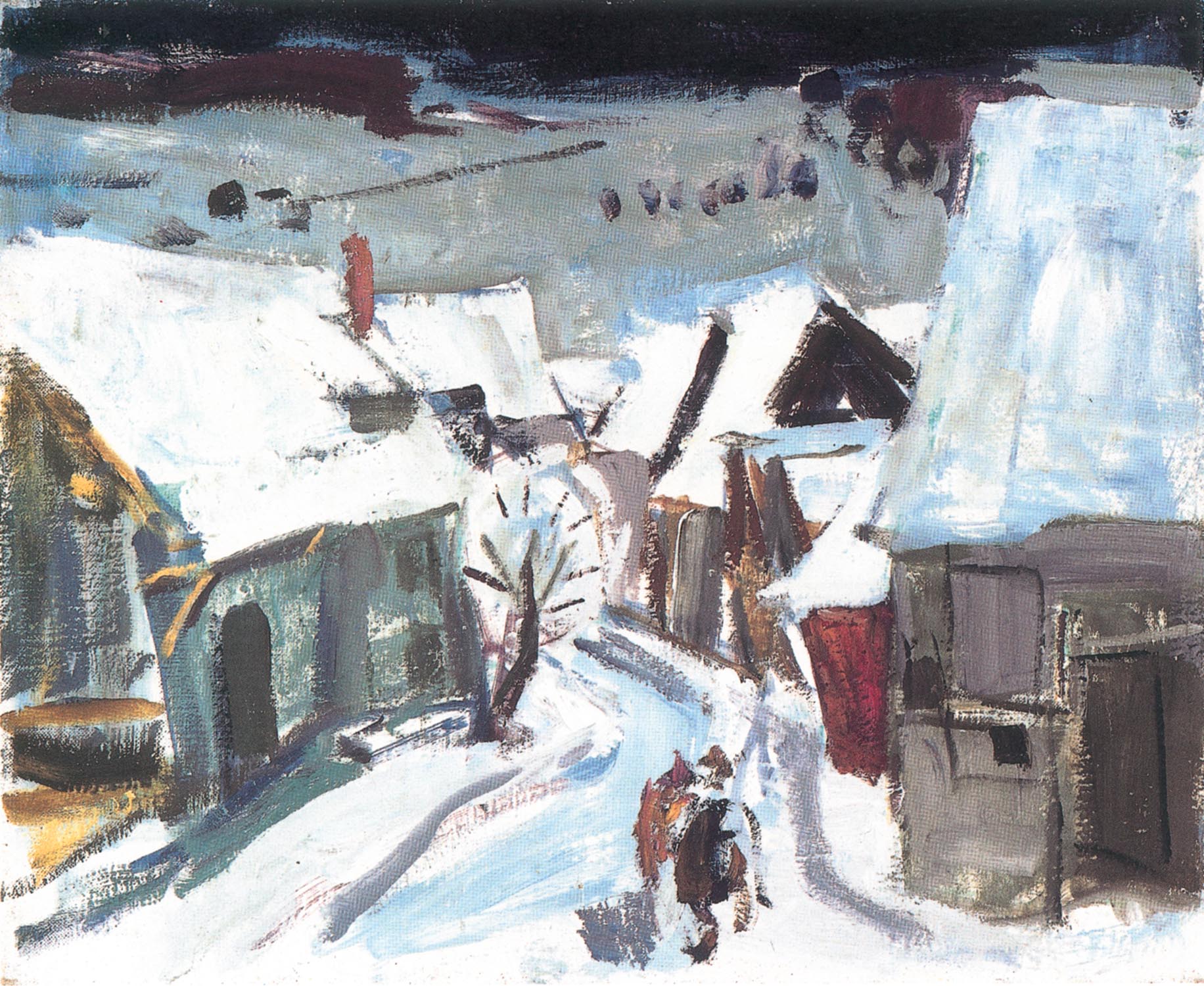 Peter Jakob Schober . Dorf im Schnee