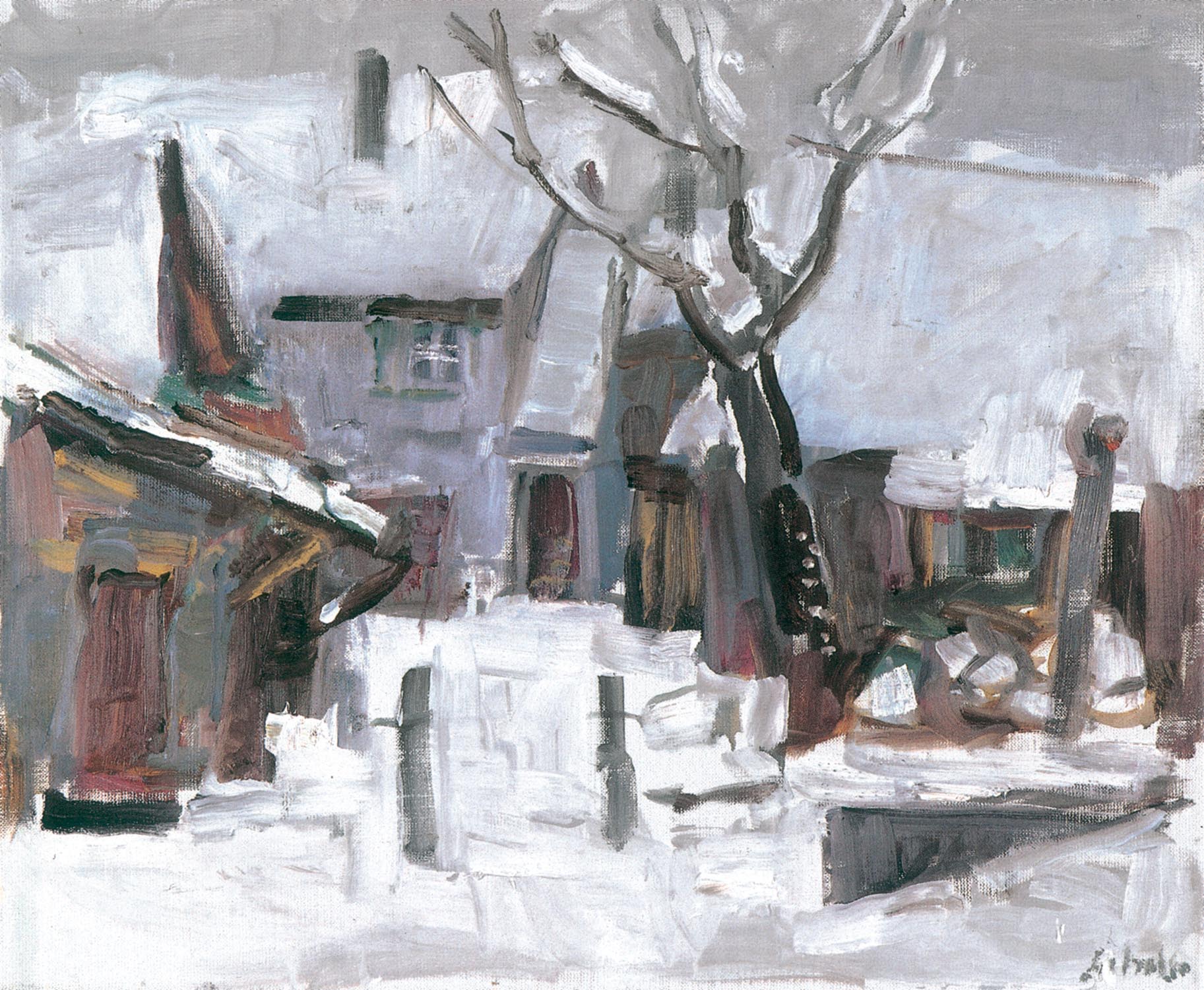 Peter Jakob Schober . Gehöft im Winter